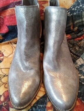 #1716 Metallic Silver Women’s Ankle Boots - Stylish Slip-On - 10